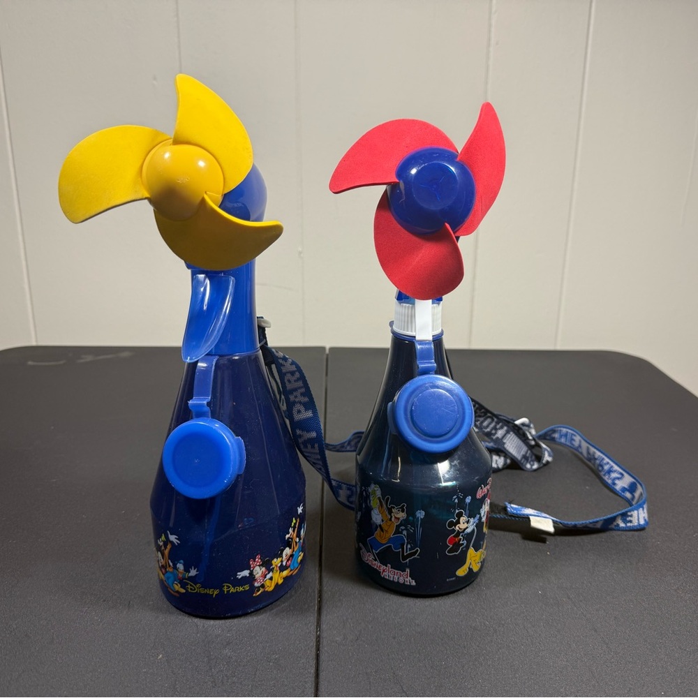 Disney Blue Handheld Fan Bottles with Yellow and Red Blades